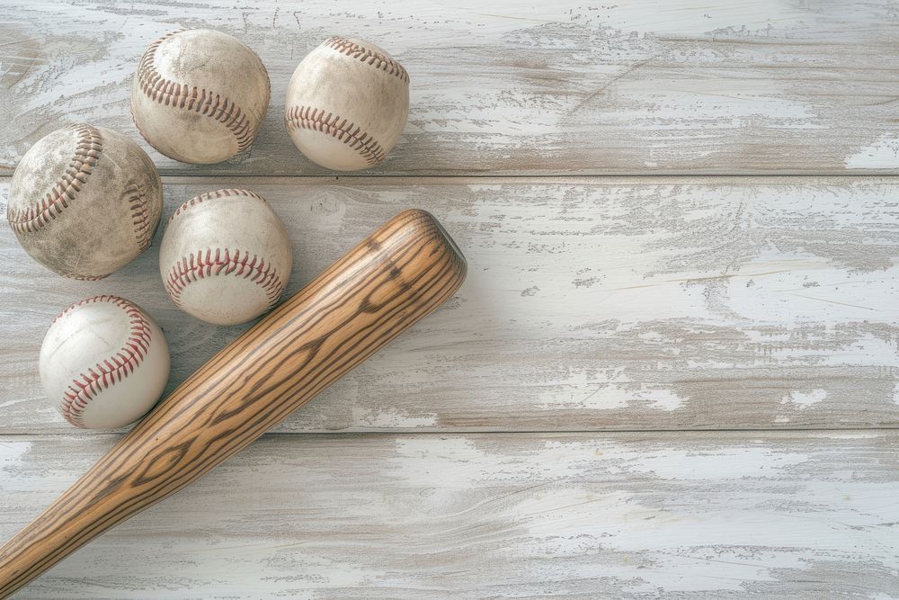 Baseball bat with balls sports wood softball.