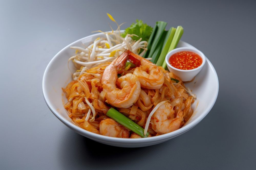 Pad Thai bowl noodle food.