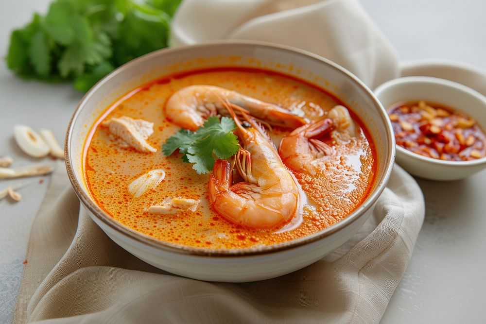 Tom Yum bowl soup food.