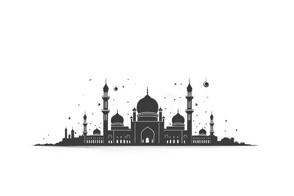 Illustration of mosque architecture building drawing.