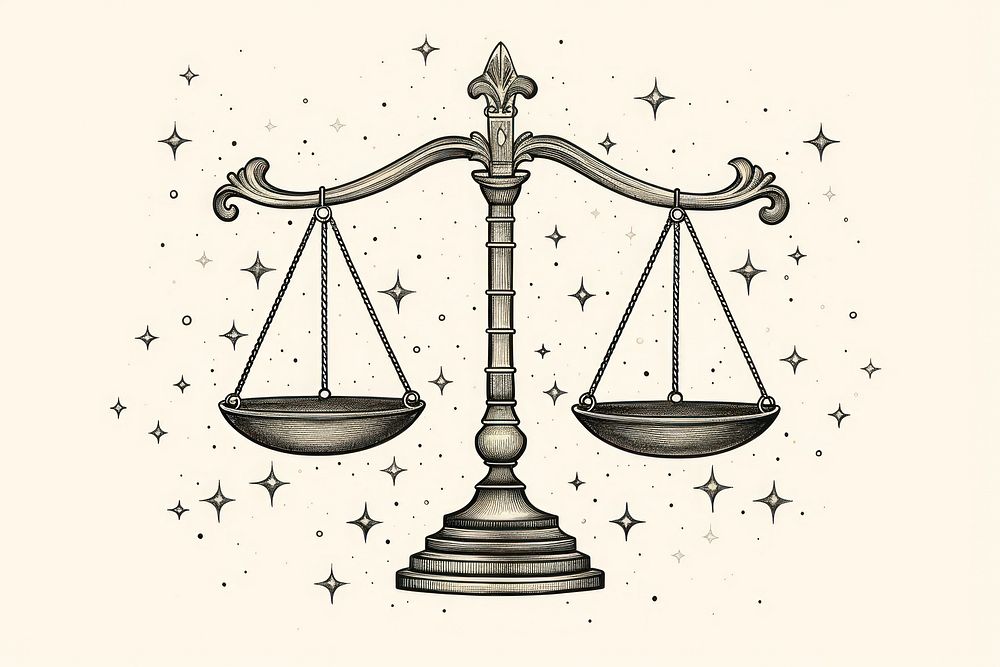 Illustration of libra drawing scale line.