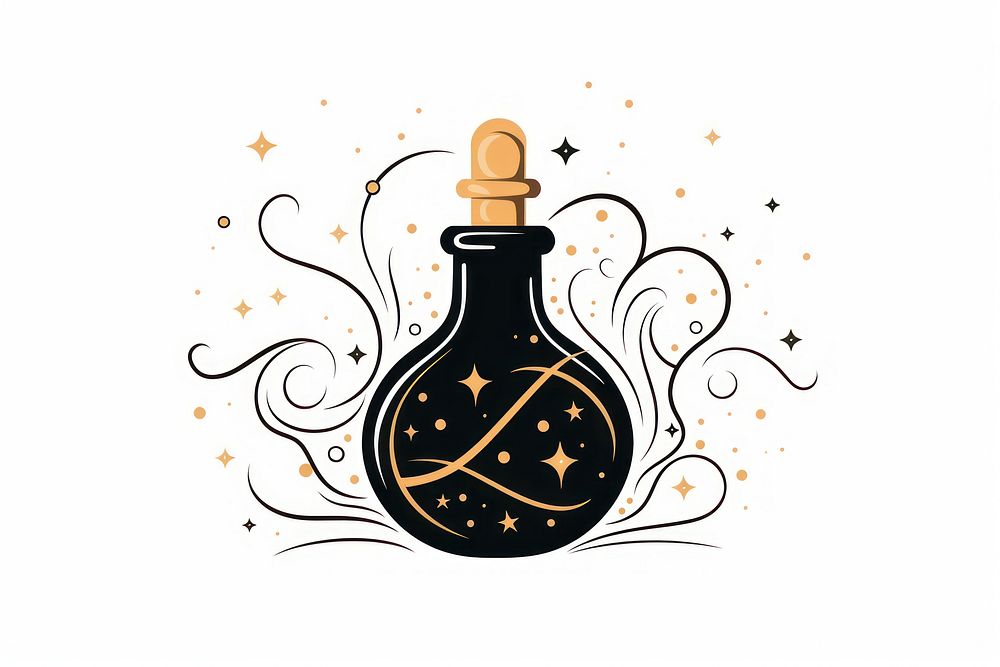 Illustration of magic potion bottle creativity container.