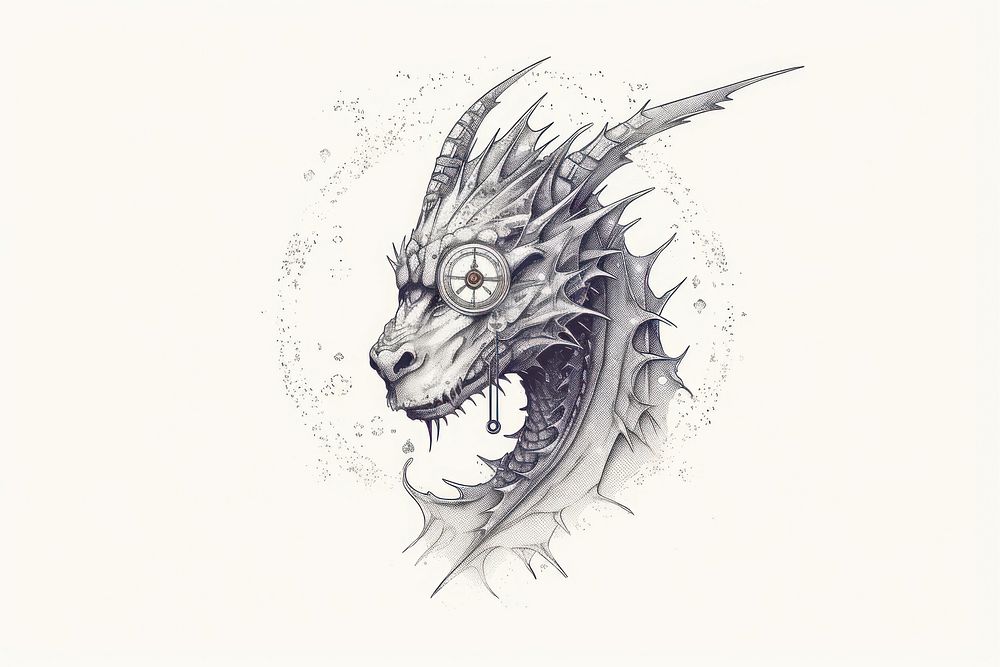 Illustration of dragon drawing sketch animal.