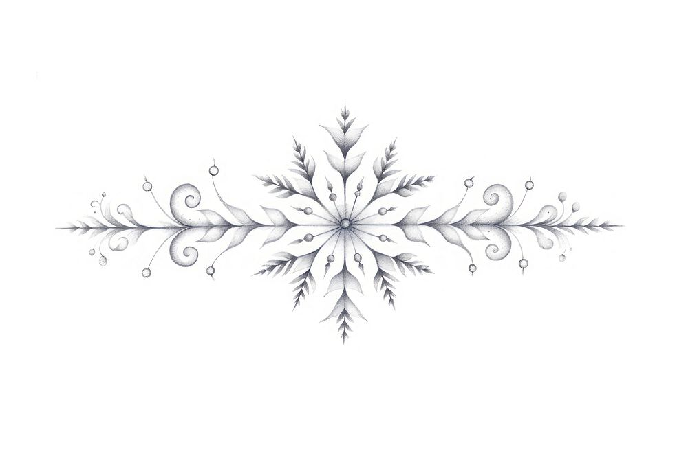 Celestial illustration of snowflake pattern drawing white.