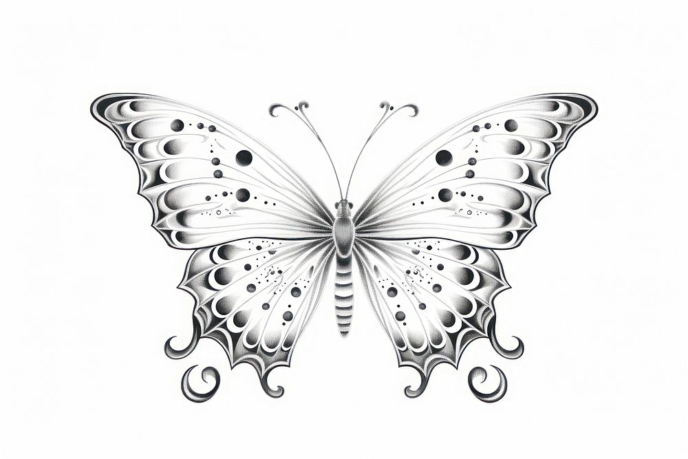 Illustration of butterfly drawing sketch white.