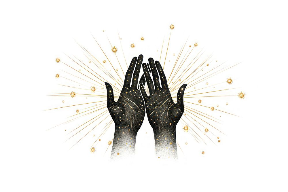 Illustration of magic hands finger glove white background.