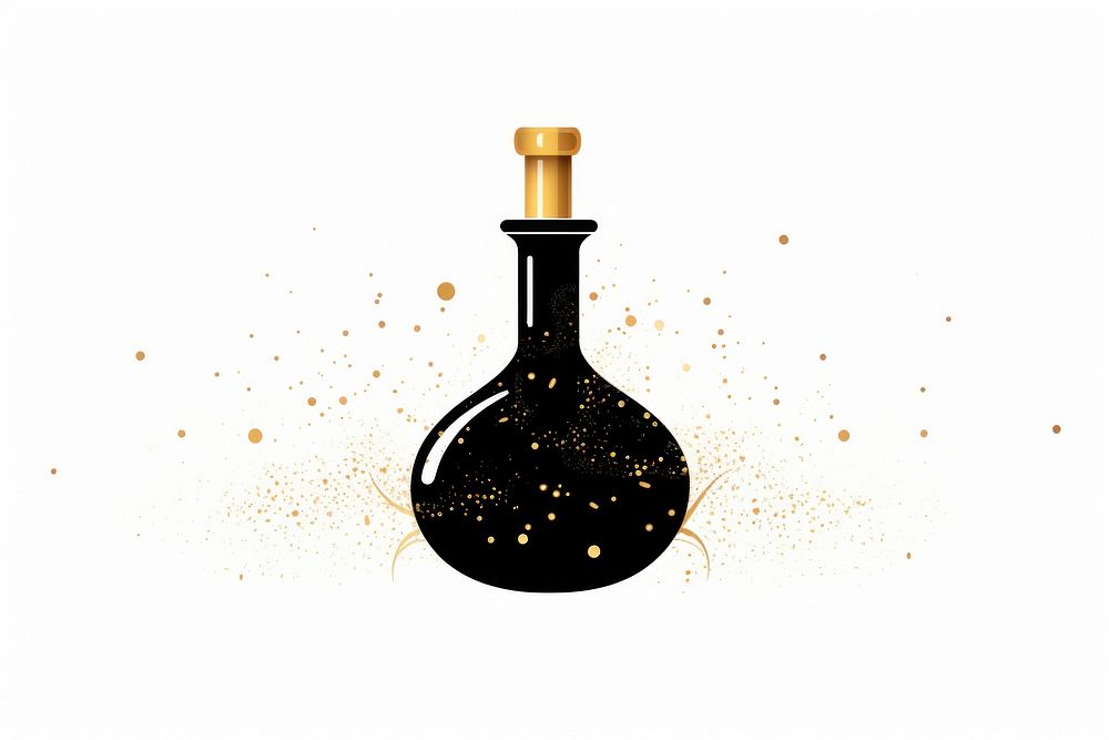 Illustration of magic potion bottle drink wine.