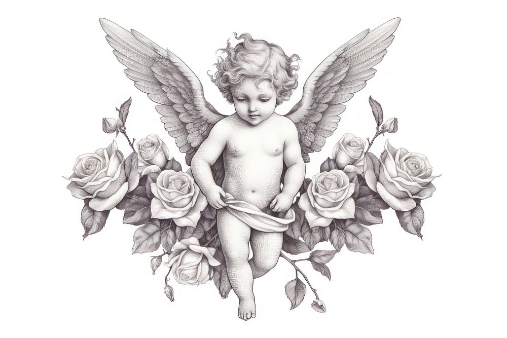 Illustration of cherub drawing sketch angel.