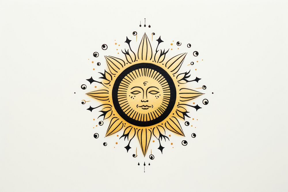 Illustration of ornament sun drawing gold logo.