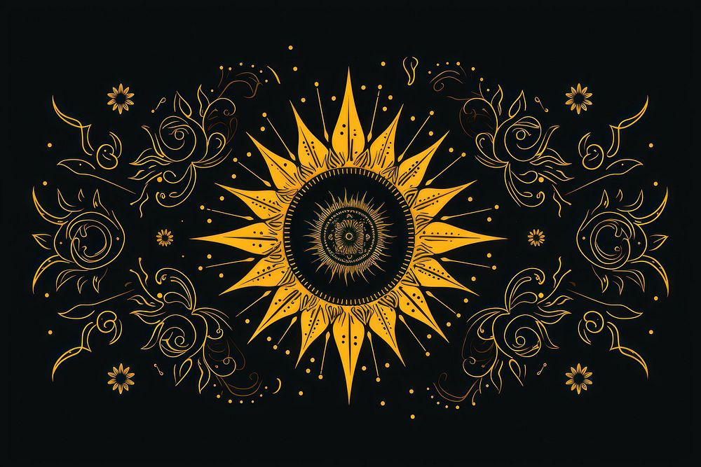 Illustration of ornament sun pattern gold accessories.
