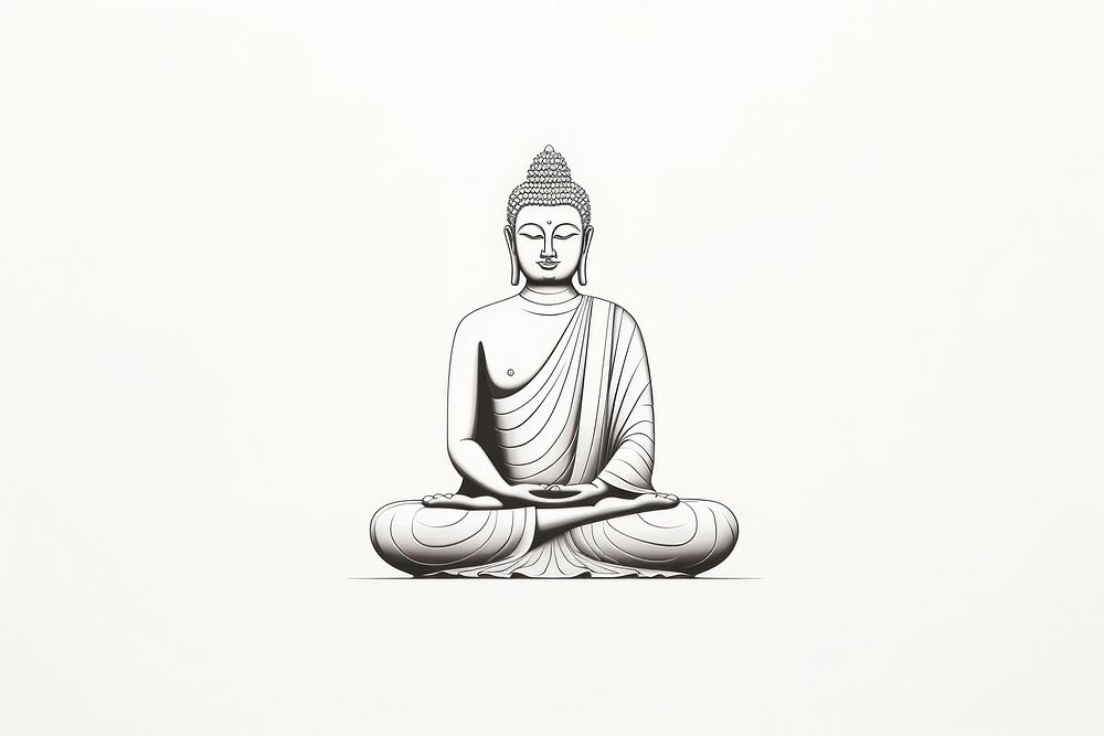 Illustration of buddha drawing sketch representation.