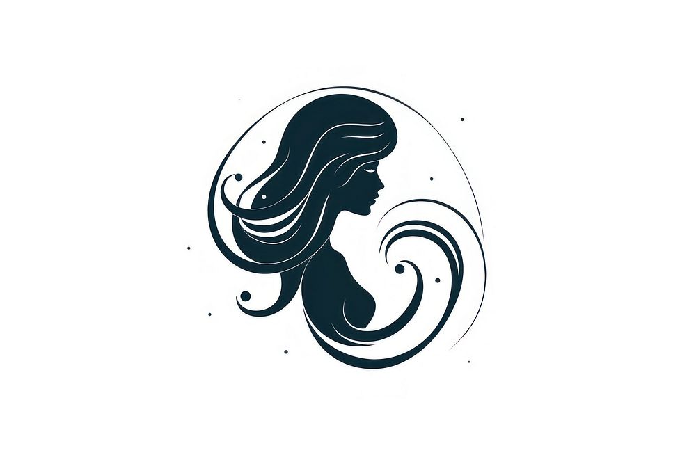 Illustration of aquarius drawing logo white background.