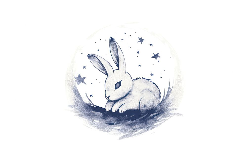 Rabbit in the moon drawing animal mammal.