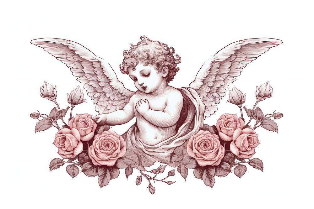 Illustration of cherub drawing sketch angel.