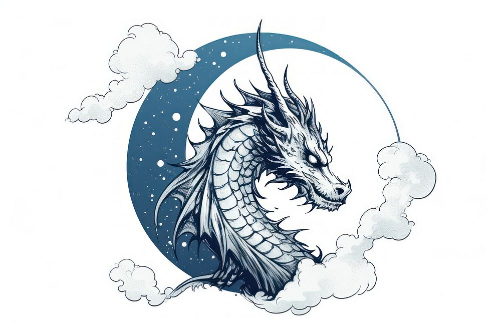 Illustration of dragon drawing creativity cartoon.