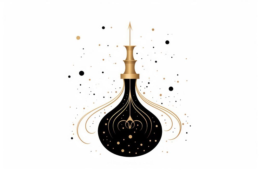 Illustration of magic potion white background chandelier outdoors.