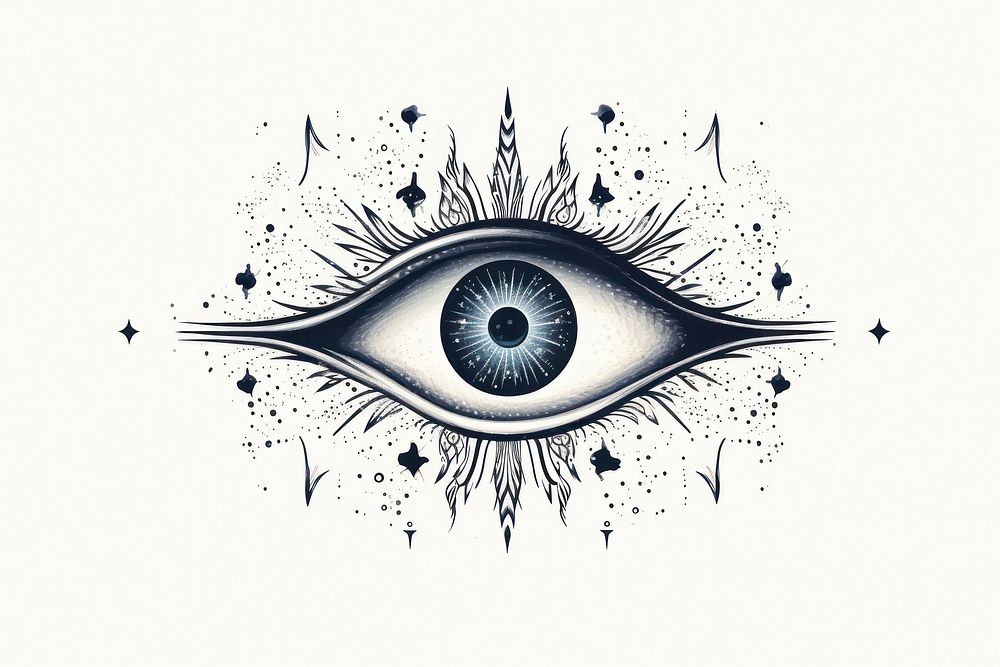 Illustration of third eye drawing pattern sketch.