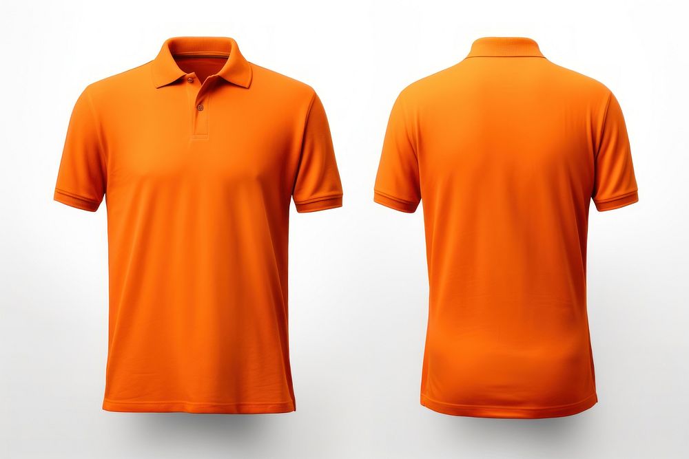 Orange t-shirt white background polo shirt.