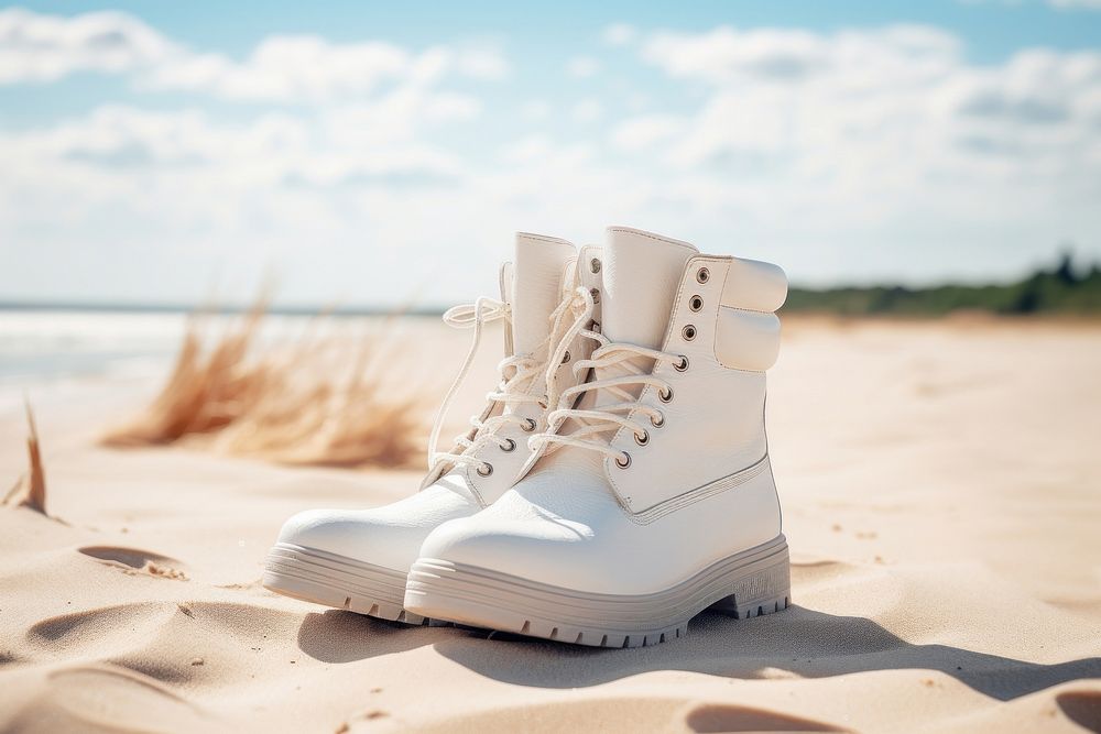 Footwear outdoors beach white.