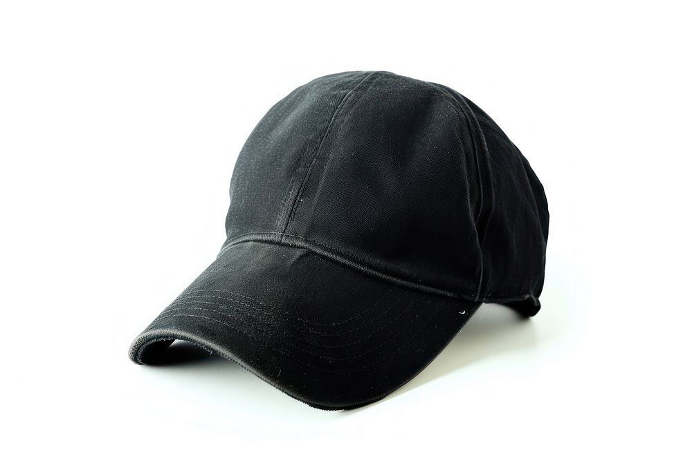 Black cap white background headgear headwear.
