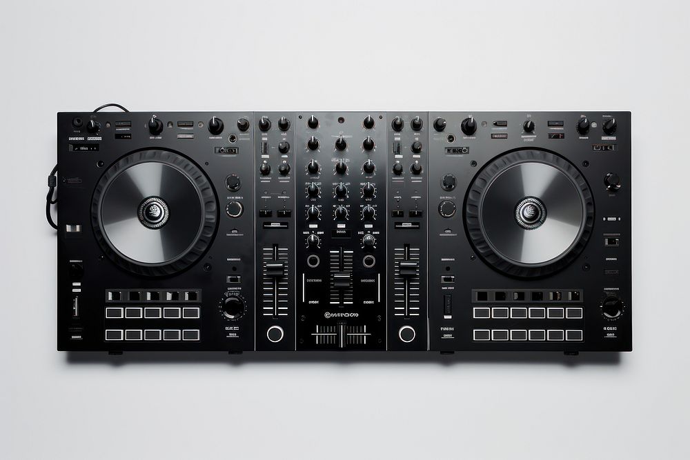 Black dj mixer controller electronics stereo technology.