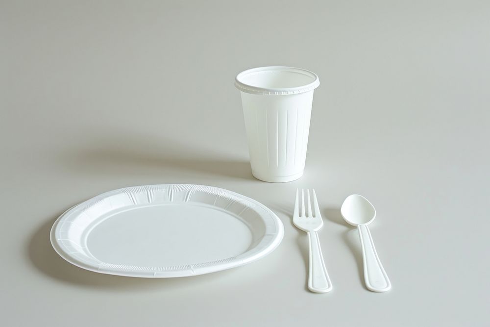 Plate fork cup dishware.