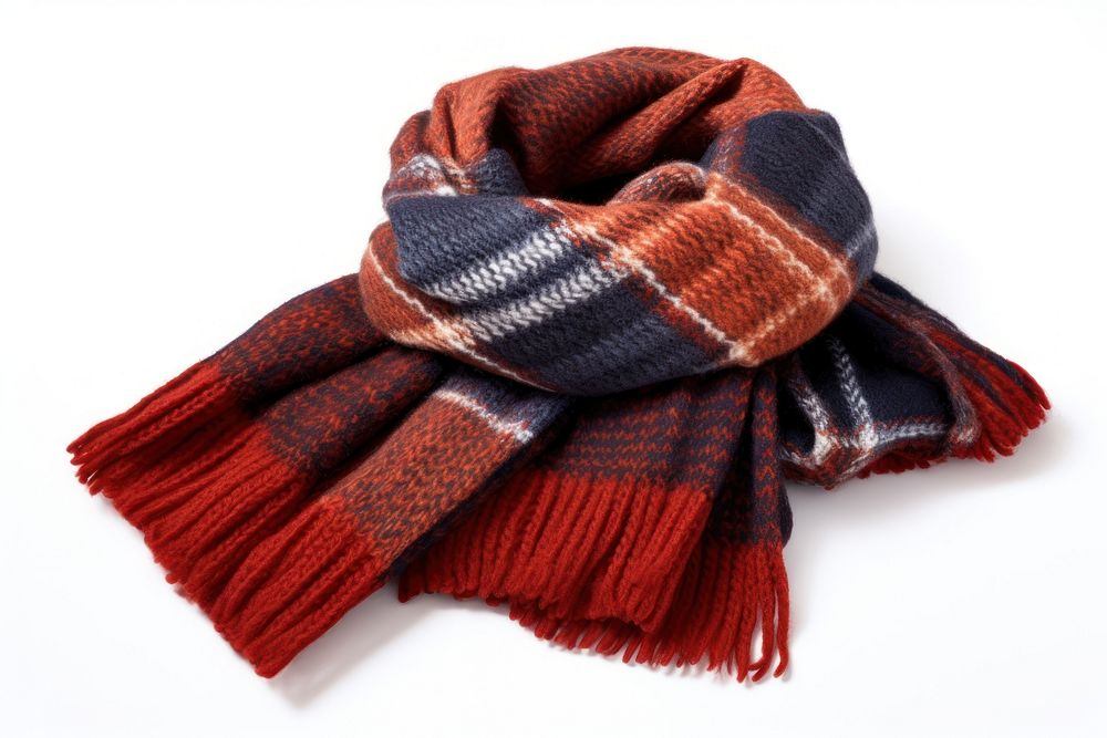 Knitted scarf or plaid white background clothing textile.