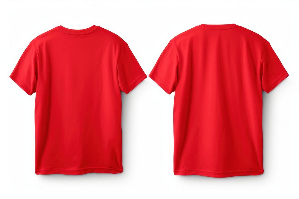 Red t-shirt white background sportswear.