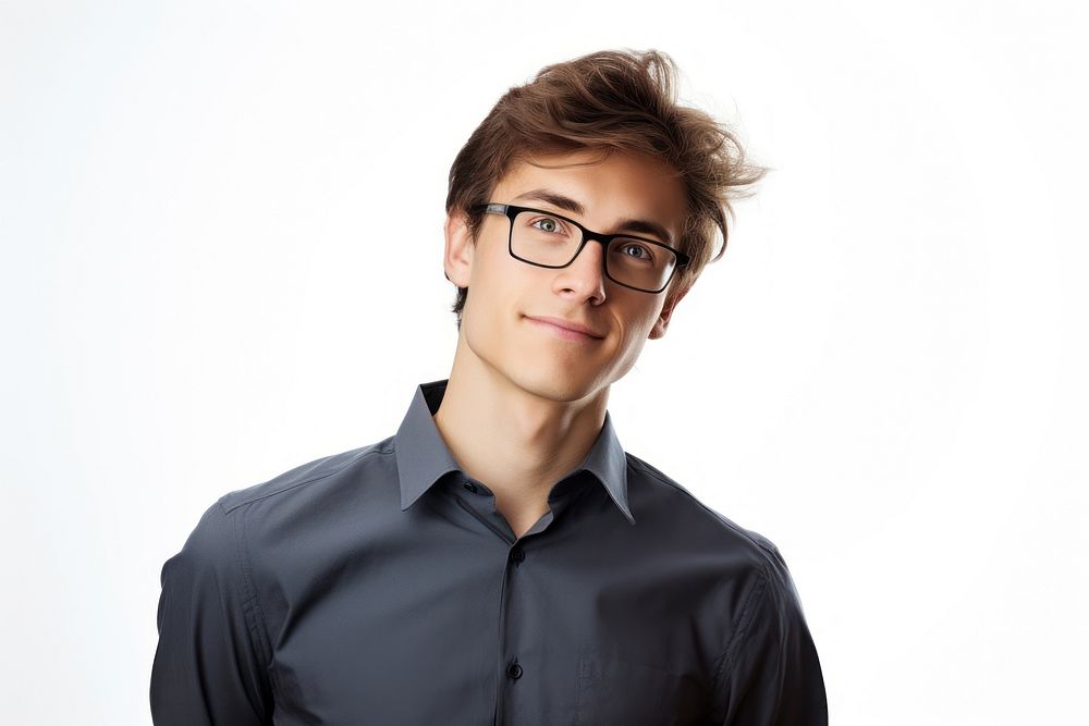 Smart young man portrait glasses adult.