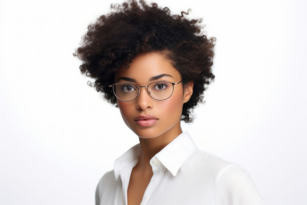 Smart young black woman portrait glasses adult.