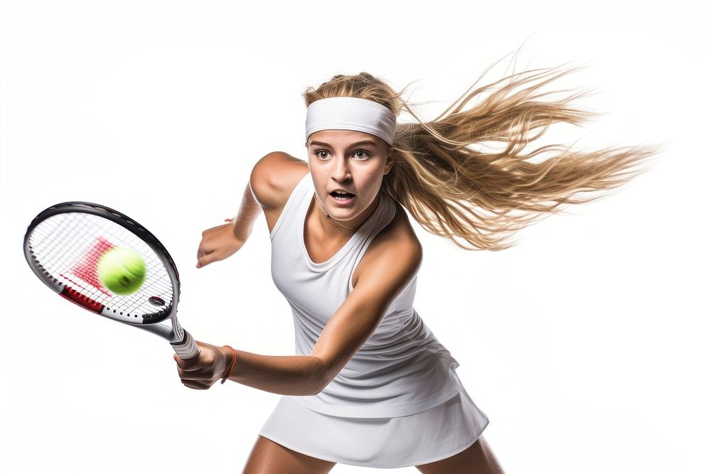 Tennis girl hitting a ball racket sports adult.