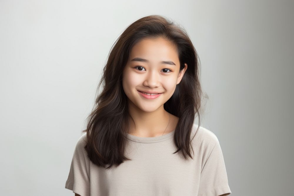 Young teenager Asian girl smiling portrait smile photo.