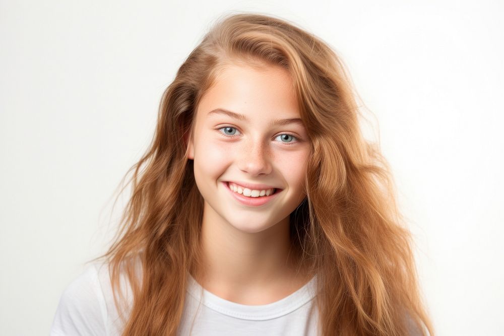 Young teenager girl smiling portrait smile photo.