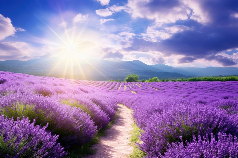 Lavender field landscape background outdoors blossom nature.