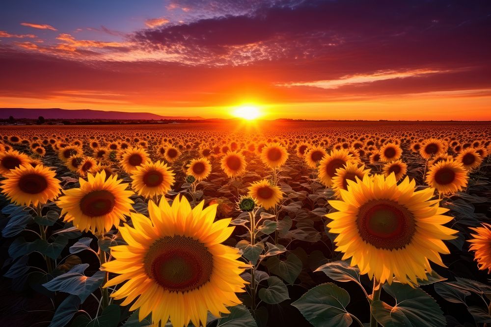 Sunflower landscape background outdoors horizon nature.