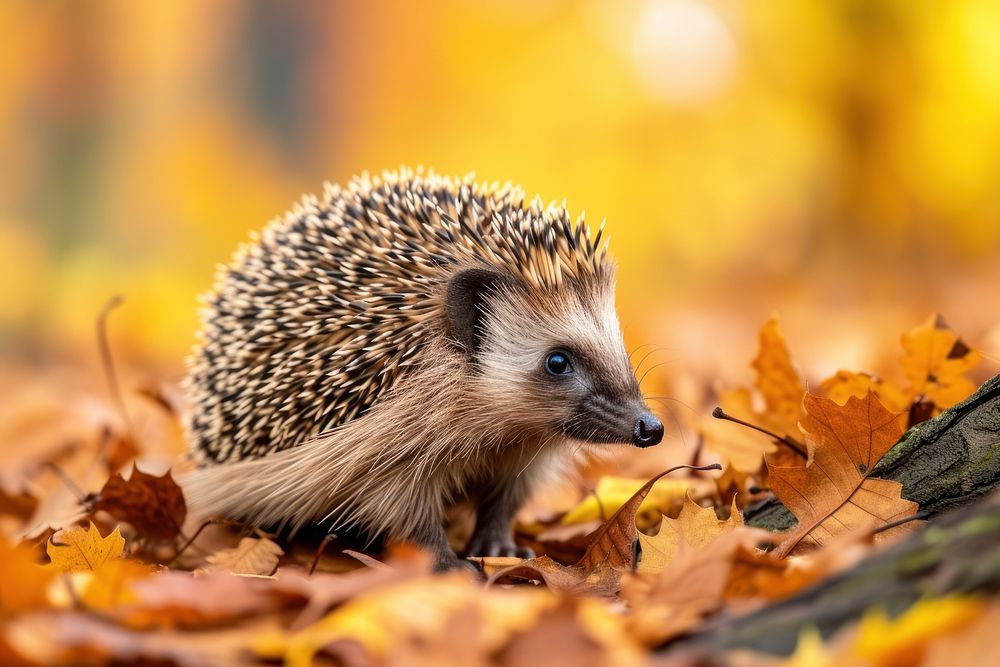 Cute hedgehog small mammal autumn animal nature.