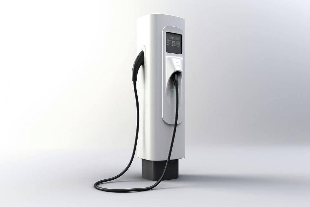 Electric car charger white background electricity technology.