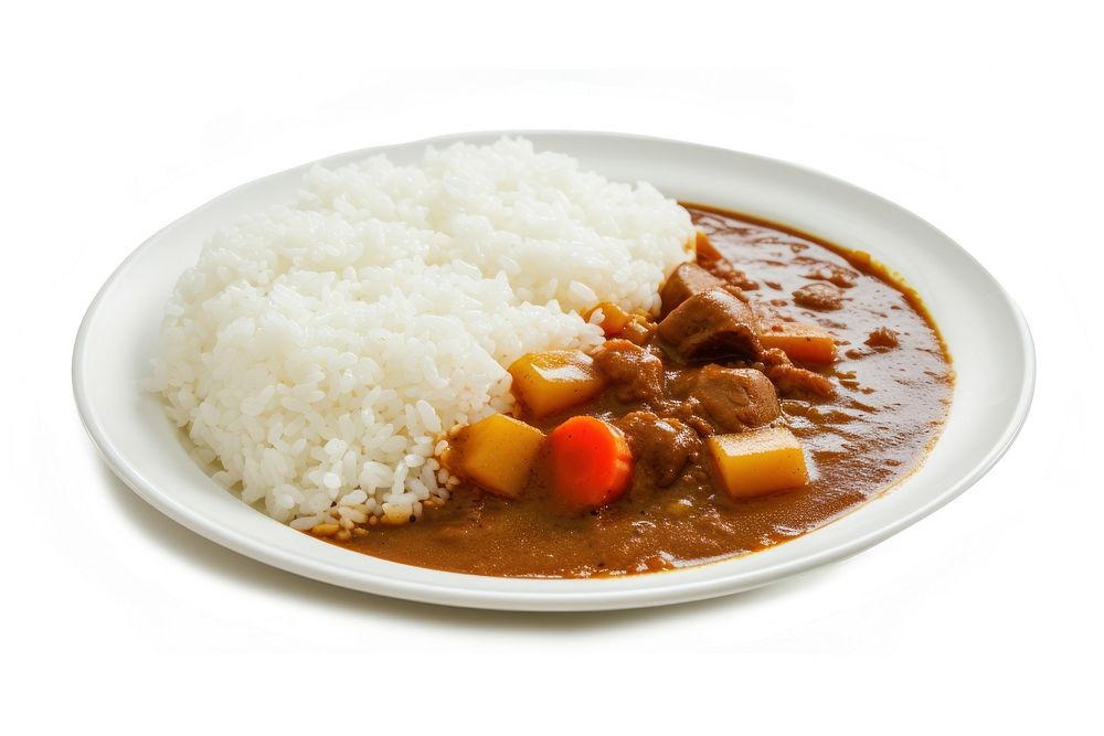 Japanese curry rice plate food meal.