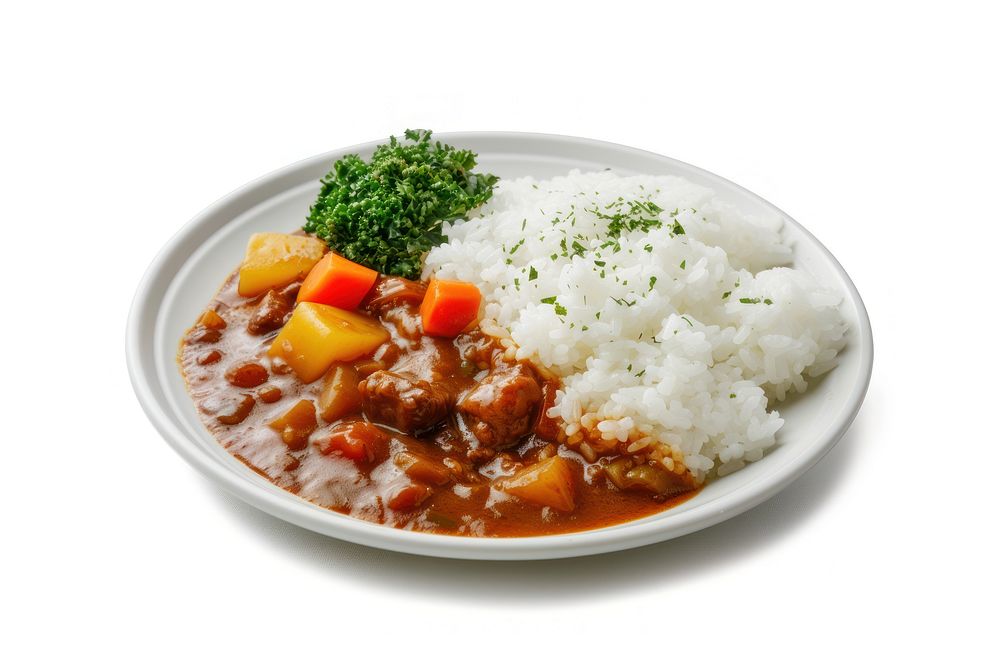 Japanese curry rice plate food meal.