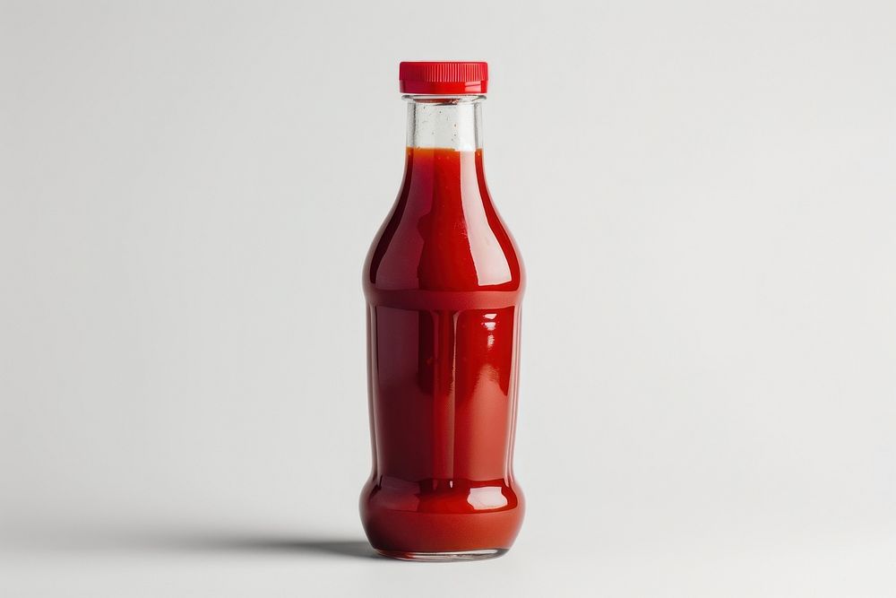 Ketchup bottle food refreshment condiment.
