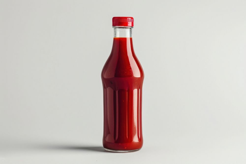 Ketchup bottle food white background refreshment.