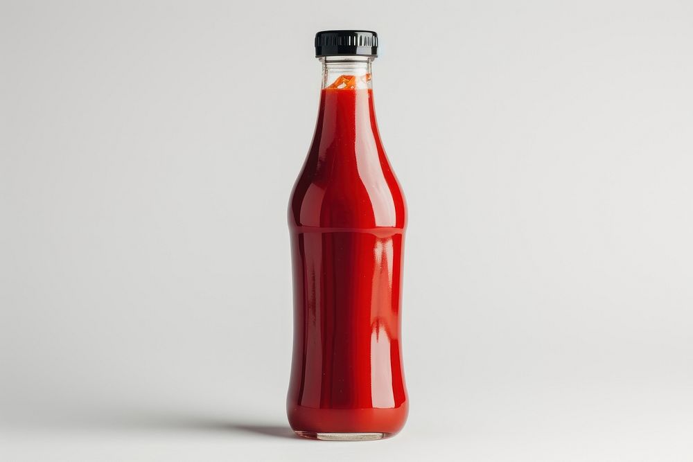 Ketchup bottle food white background refreshment.