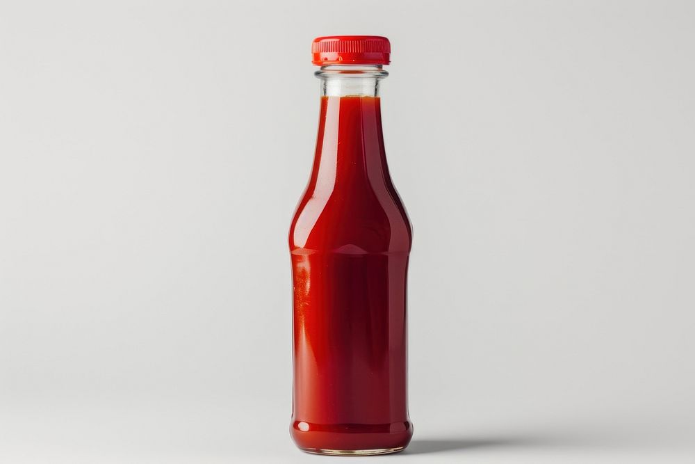 Ketchup bottle white background refreshment condiment.