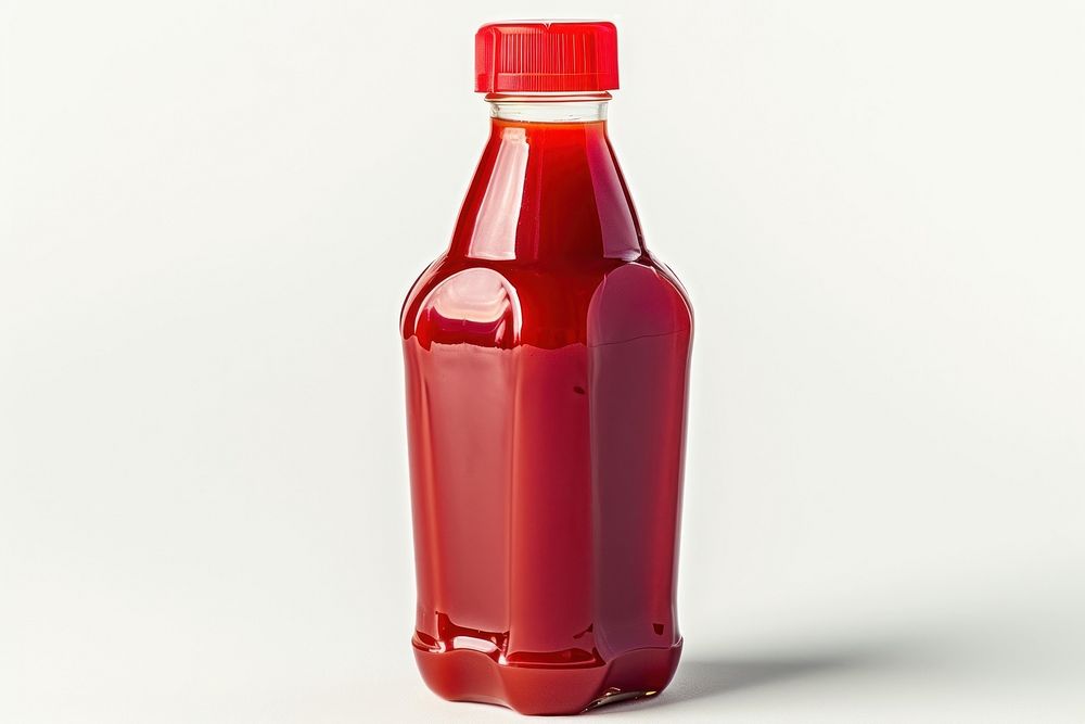 Ketchup bottle white background refreshment condiment.