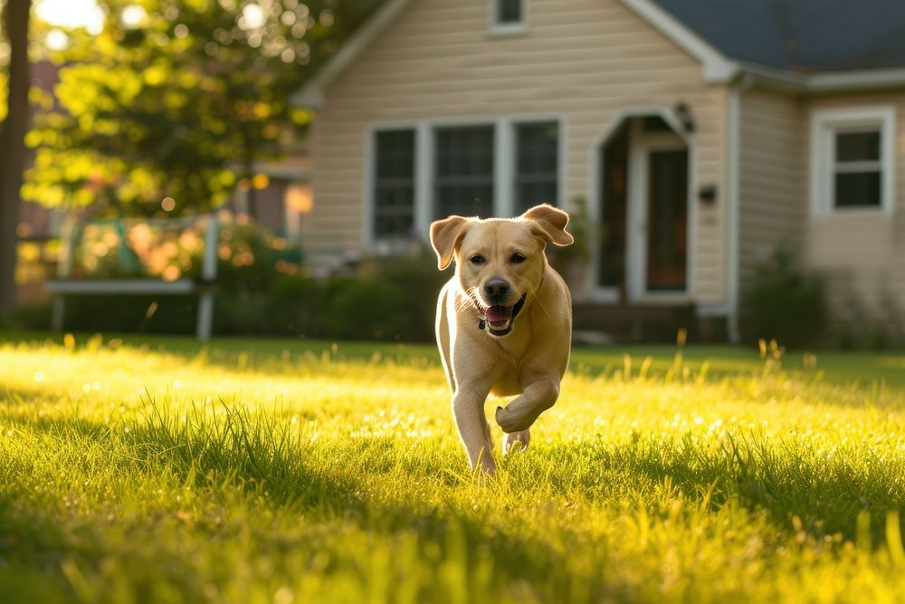 Labrador running outdoors mammal animal.