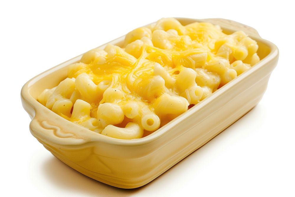 Mac and cheese pasta food white background.