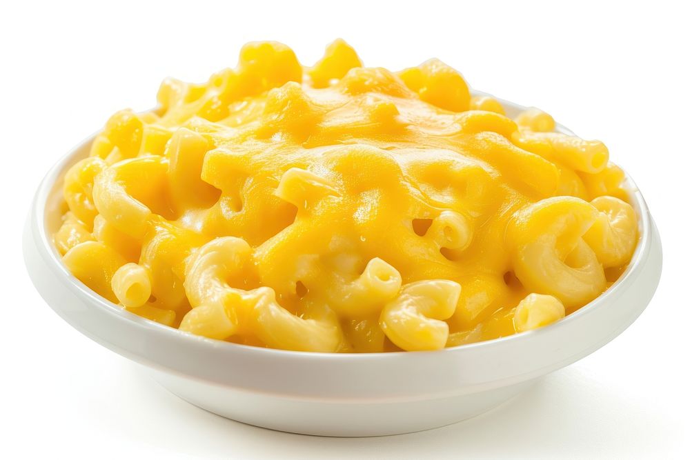 Mac and cheese food white background fettuccine.