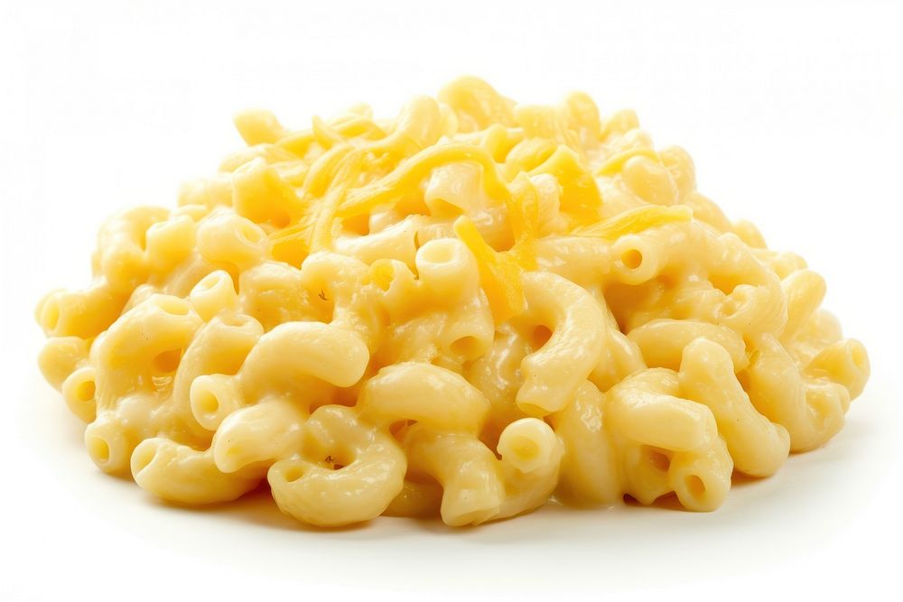 Mac and cheese pasta food white background.