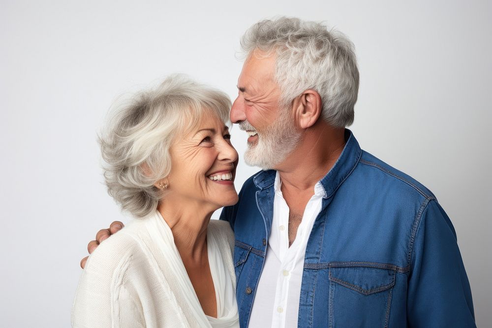 Senior couple smiling laughing adult joy.