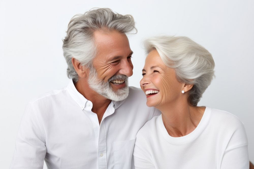 Senior couple smiling laughing adult white.